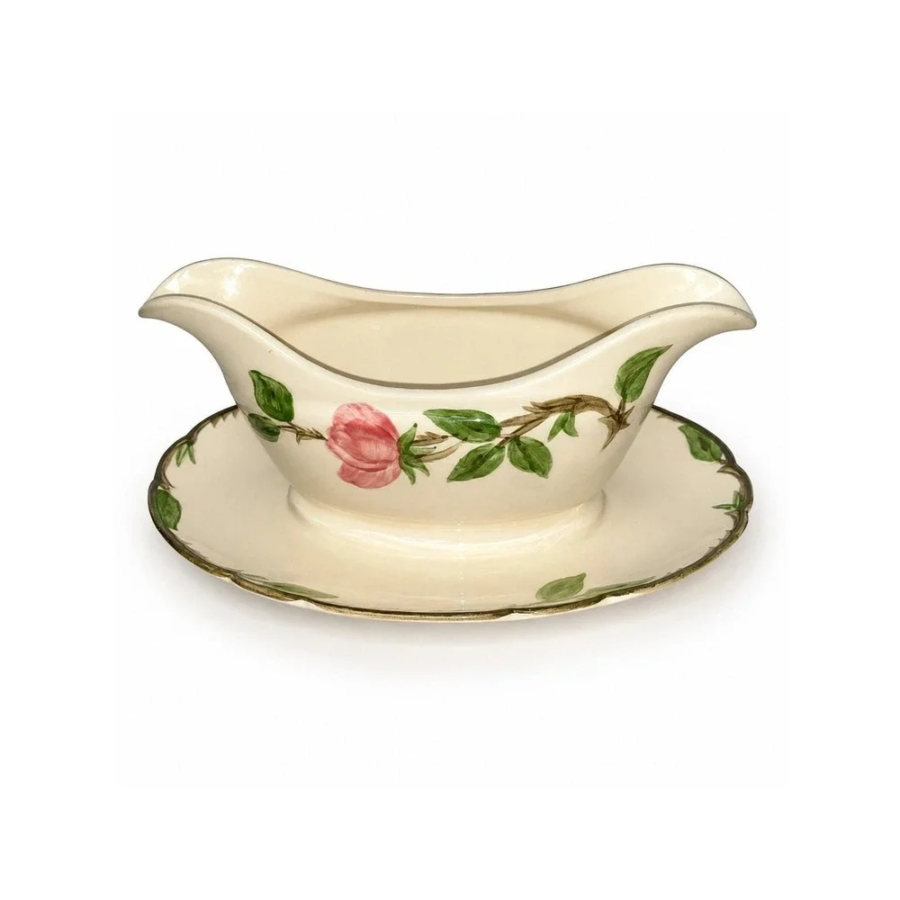 Franciscan Desert Rose‎ Gravy Boat Underplate Pink Roses USA Pottery